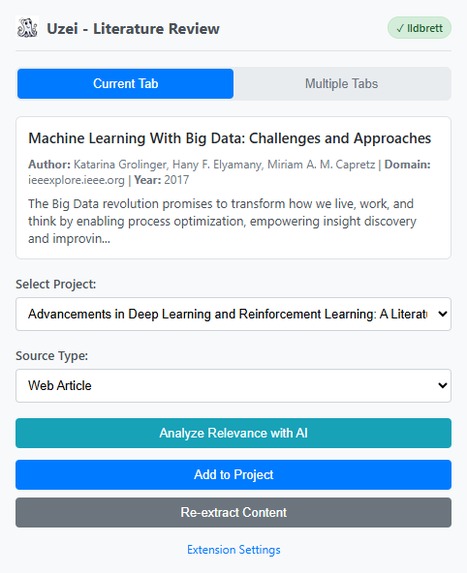 Uzei Literature Review Extension – screenshot 1