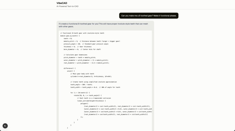 VibeCAD – screenshot 2