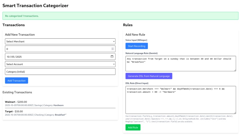 transaction categorizer – screenshot 1