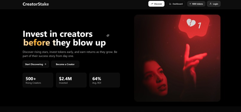 CreatorStake - Invest in Creators Before They Blow Up – screenshot 1