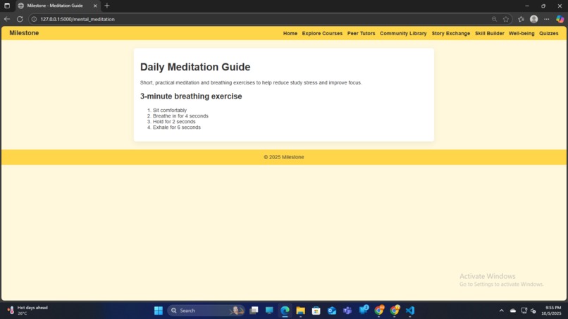 Milestone – screenshot 1