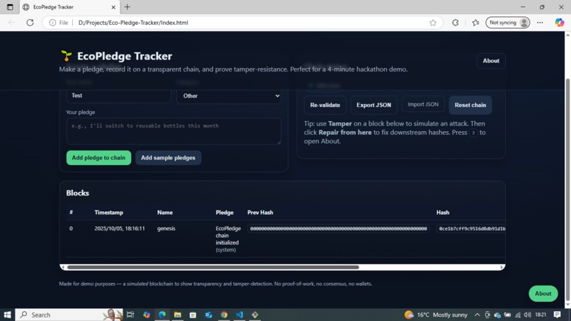 Eco-Pledge-Tracker – screenshot 1