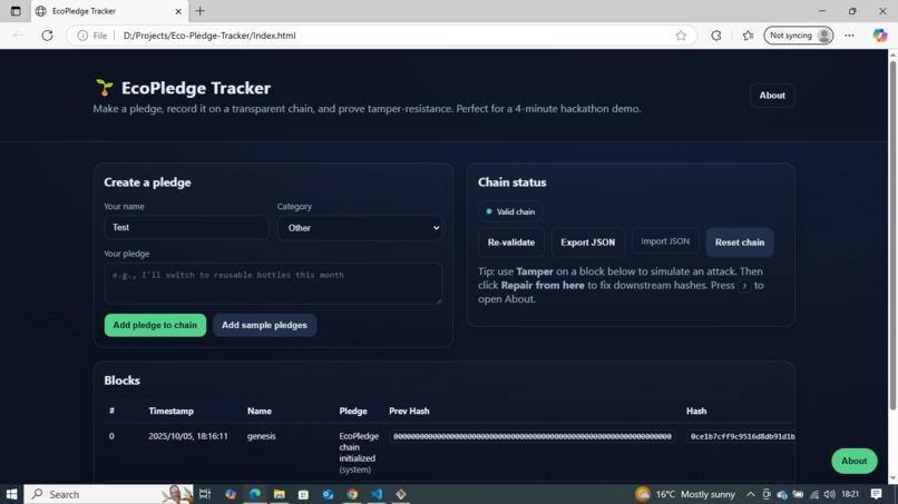 Eco-Pledge-Tracker – screenshot 2