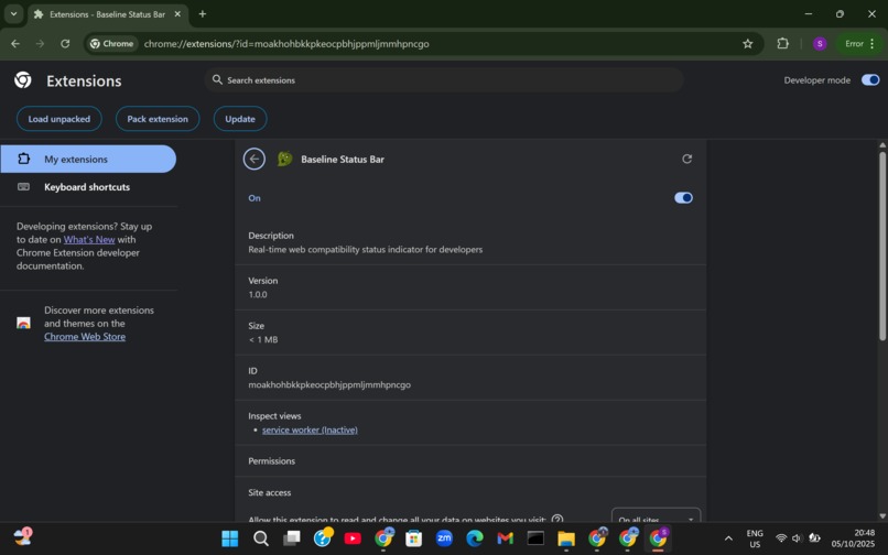Baseline Status Bar Extension for Chrome – screenshot 2