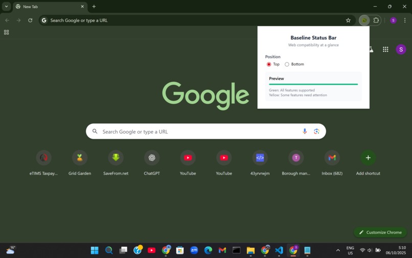 Baseline Status Bar Extension for Chrome – screenshot 3