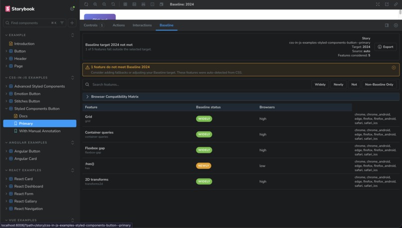 Storybook Addon Baseline – screenshot 3