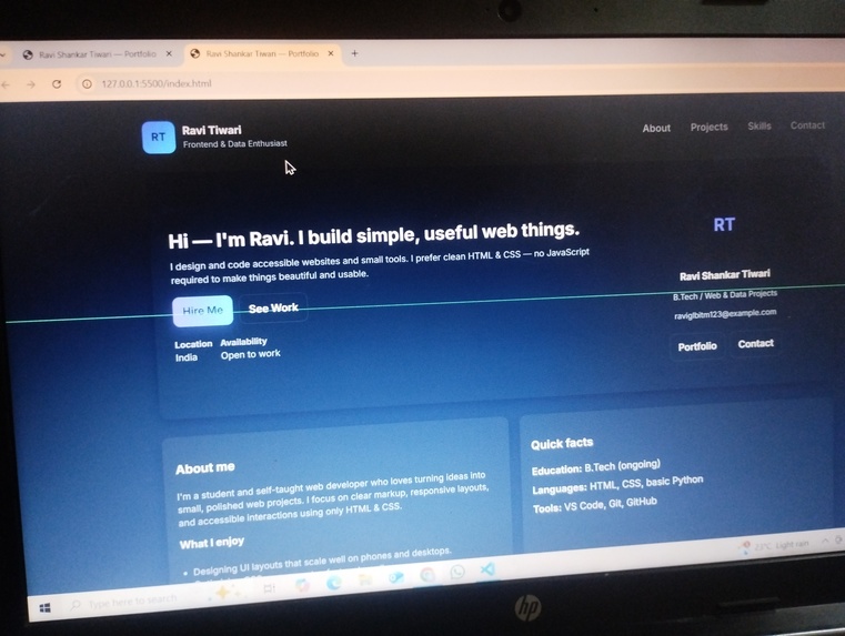 Personal portfolio  – screenshot 1