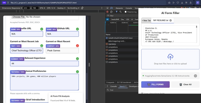 AI Form Filler with Gemini Nano – screenshot 1