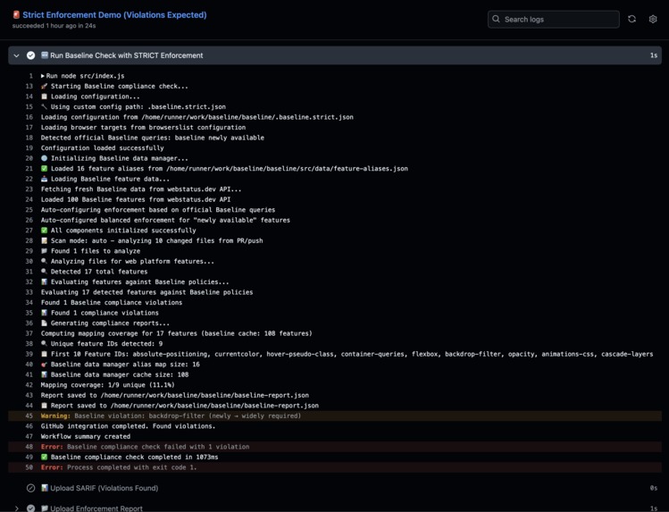 Baseline Github Action – screenshot 3