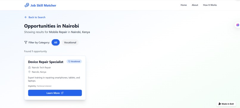 Job Skill Matcher for Vulnerable Communities – screenshot 3