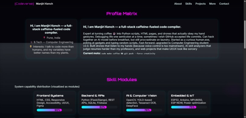 My Codeverse  A Futuristic Portfolio of a CSE Explorer – screenshot 3