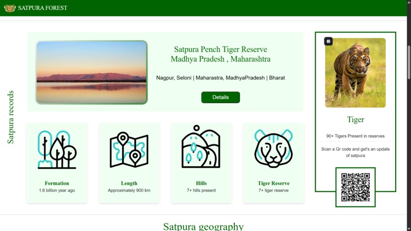 Satpura Forest Info Website – screenshot 3
