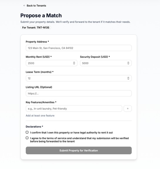 tenant side housing matching portal – screenshot 6