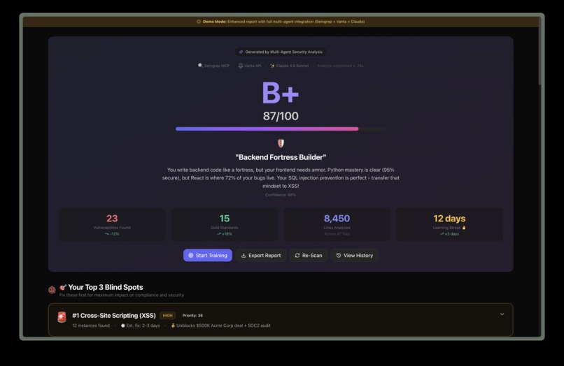 CommitDNA: Personalized sec&compliance tutor on your commits – screenshot 4