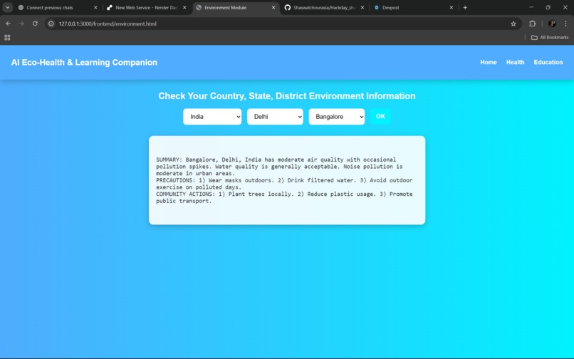 AI Eco-Health & Learning Companion – screenshot 3