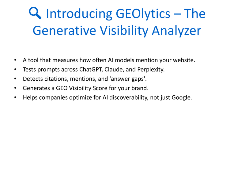 GEOlytics – The Generative Visibility Analyzer – screenshot 2