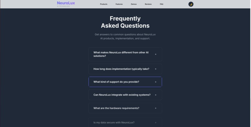 NeuroLux - Premium AI Technology Showcase – screenshot 2
