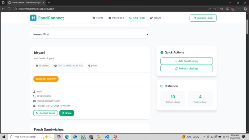 FoodConnect – screenshot 2