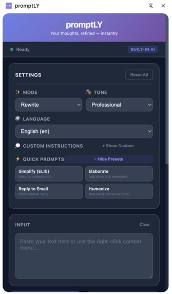 promptLY – screenshot 2