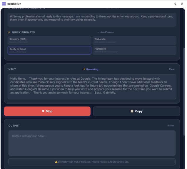 promptLY – screenshot 4