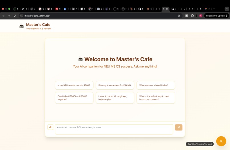 Master's Cafe - Your AI Advisor for NEU MS CS Success – screenshot 1
