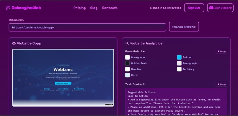 WebLens – screenshot 2