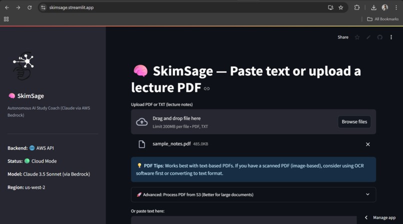 SkimSage — Autonomous AI Study Coach – screenshot 2