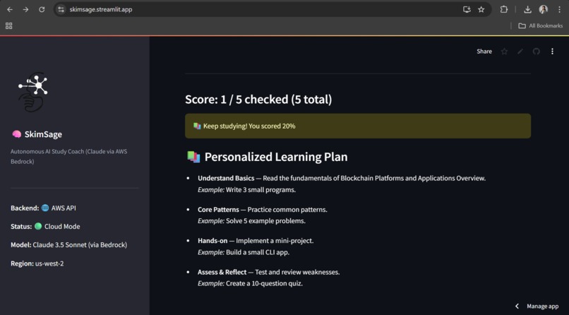 SkimSage — Autonomous AI Study Coach – screenshot 4