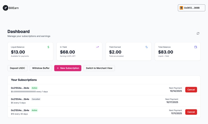 BillEarn: The STRK-Powered Subscription Savings Account – screenshot 2