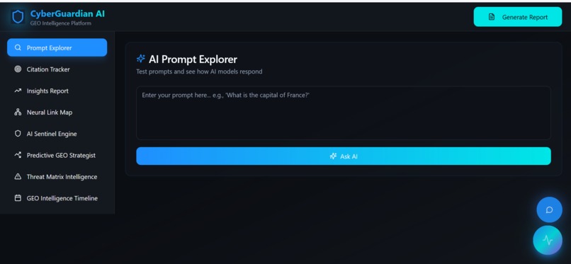 CyberGuardian AI – AI Citation & GEO Dashboard – screenshot 1