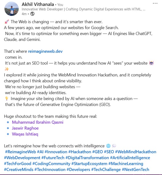 My #ReimagineWeb Journey – screenshot 1