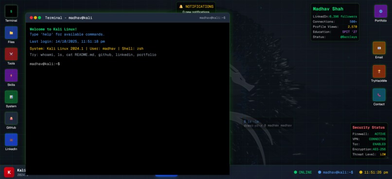 Madhav Shah’s Kali Linux Portfolio – screenshot 2