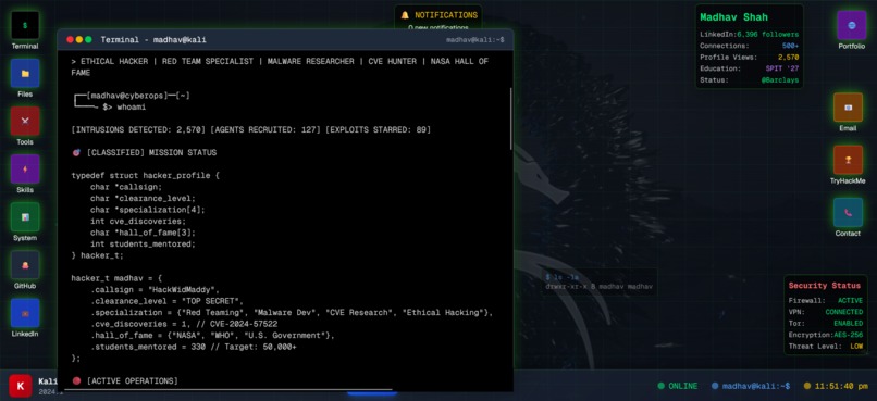 Madhav Shah’s Kali Linux Portfolio – screenshot 3