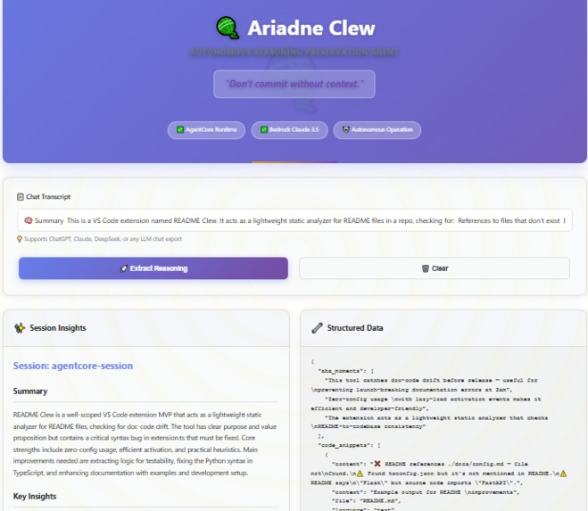 Ariadne Clew - Devpost Submission – screenshot 1