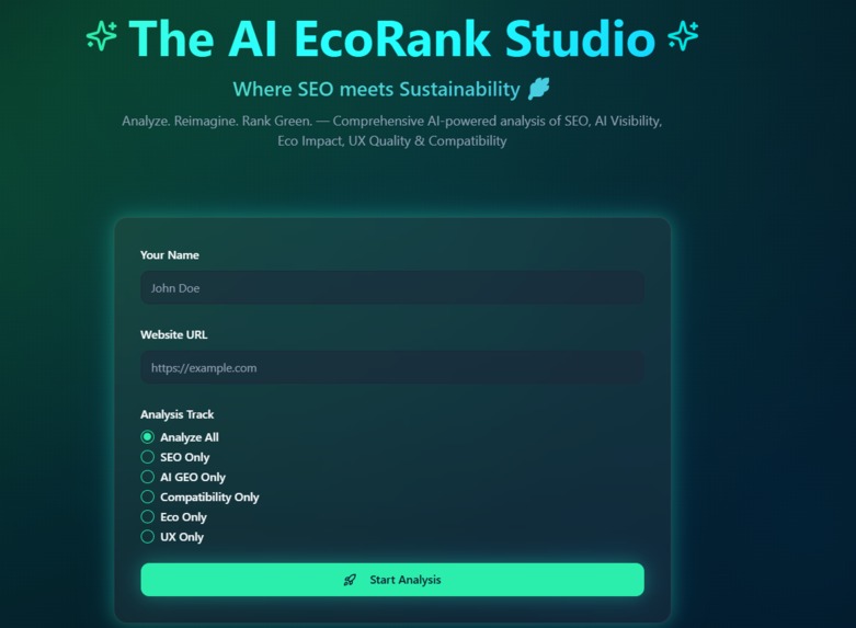 The AI EcoRank Studio – screenshot 2
