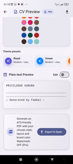 Fambai CV – screenshot 1