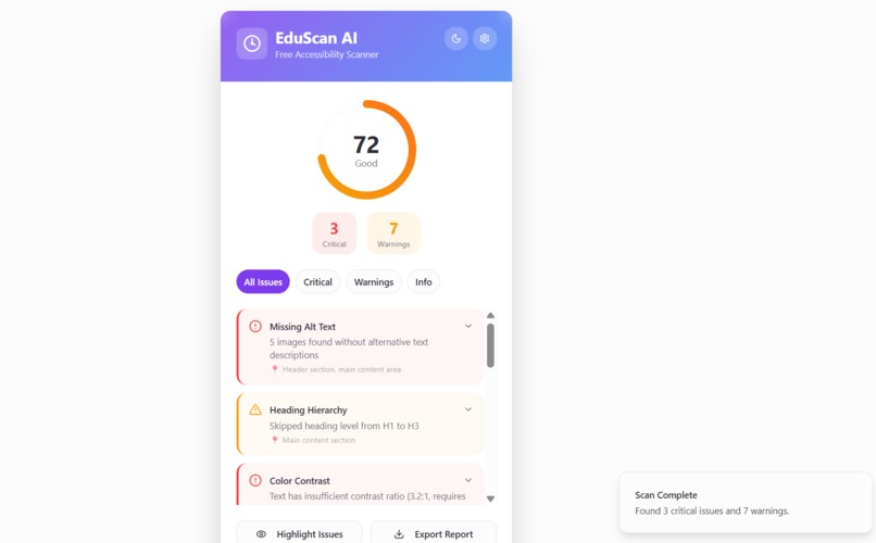 EduScan AI - Free Accessibility Scanner – screenshot 1