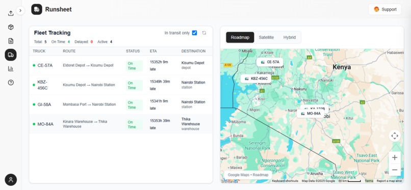 Runsheet – screenshot 5