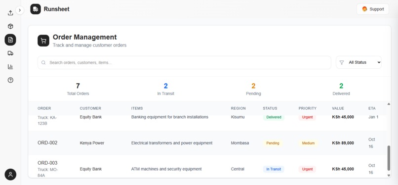 Runsheet – screenshot 4