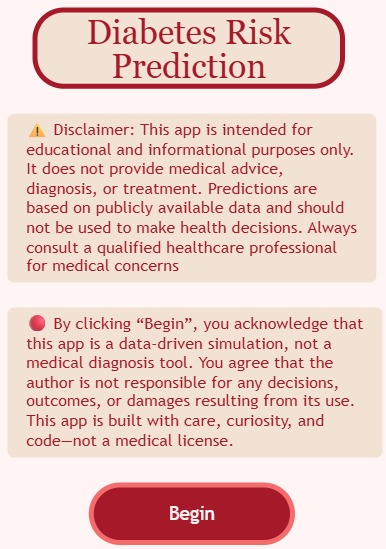 Diabetes Risk Predictor  – screenshot 1