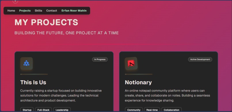 Mahin's portfolio – screenshot 2