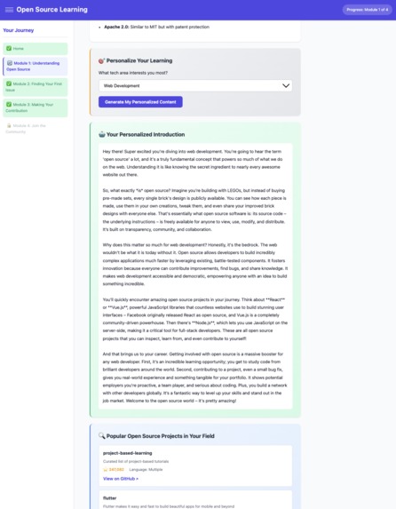 Learning Platform Project for Open Source Hackfest – screenshot 2