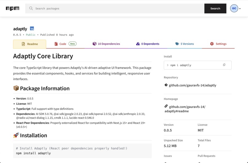 Adaptly - The AI-Adaptive UI Library for React & Next.js – screenshot 2