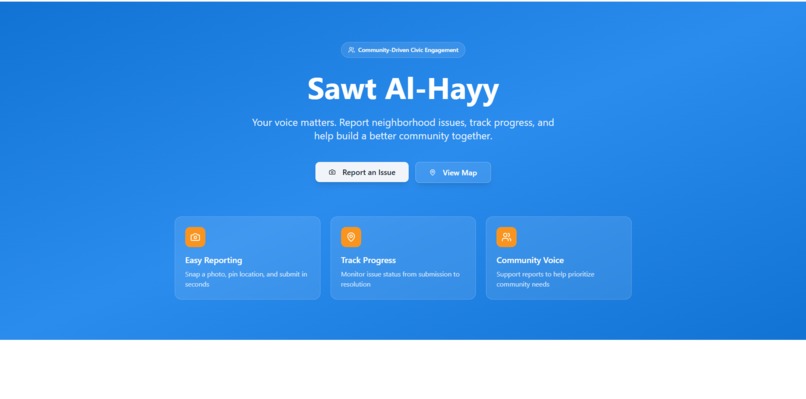 Sawt Al-Hayy – Civic Issue Reporting Platform – screenshot 1