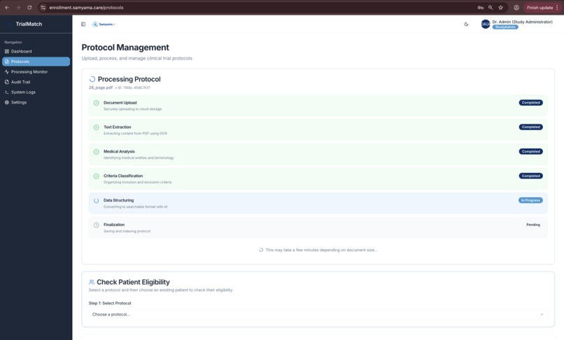 Samyama's Clinical Trial Enrollment Agent – screenshot 3