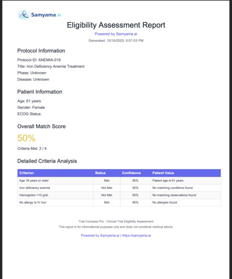 Samyama's Clinical Trial Enrollment Agent – screenshot 5