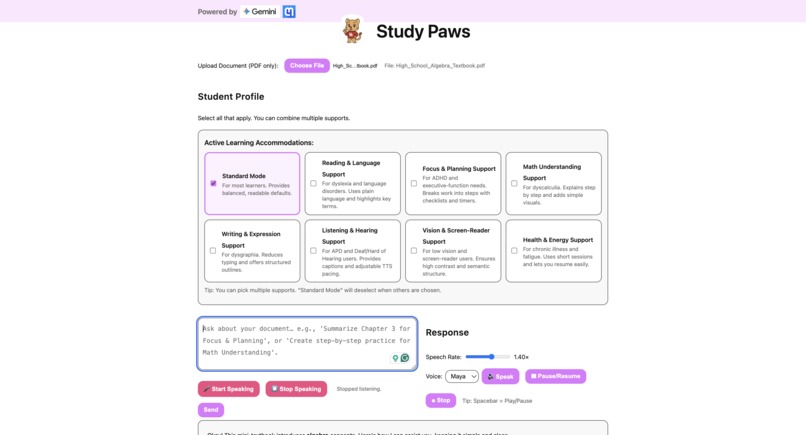 Study Paws - Special Education AI STEM Assistant – screenshot 1