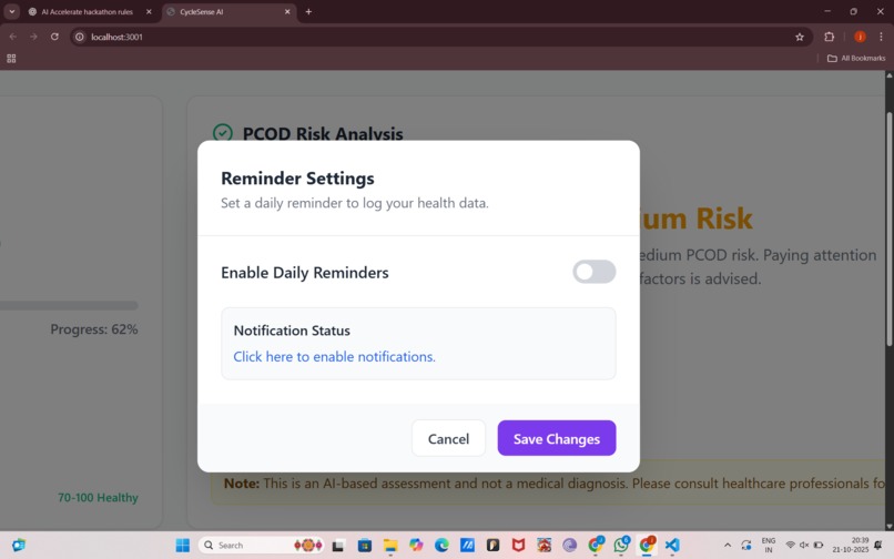AI-Powered Women’s Health Insight and Predictive System – screenshot 15