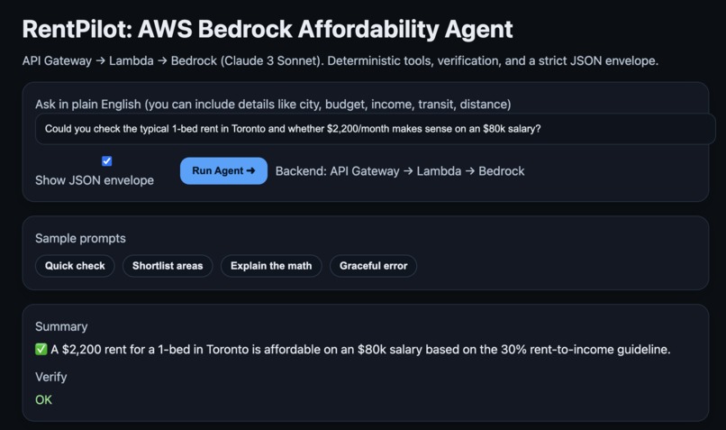 RentPilot: AWS Bedrock Affordability Agent – screenshot 1
