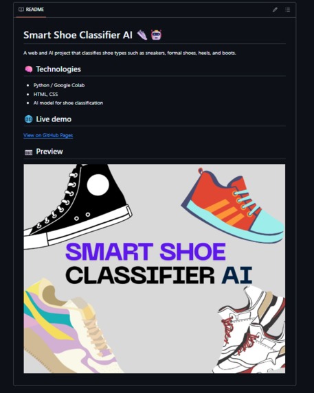 smart shoe classifier AI – screenshot 2